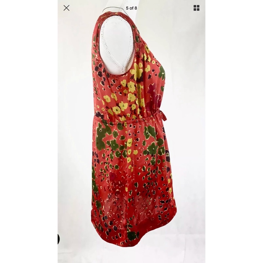 CABI Red Floral Sleeveless Tunic Blouse - Picture 5 of 7